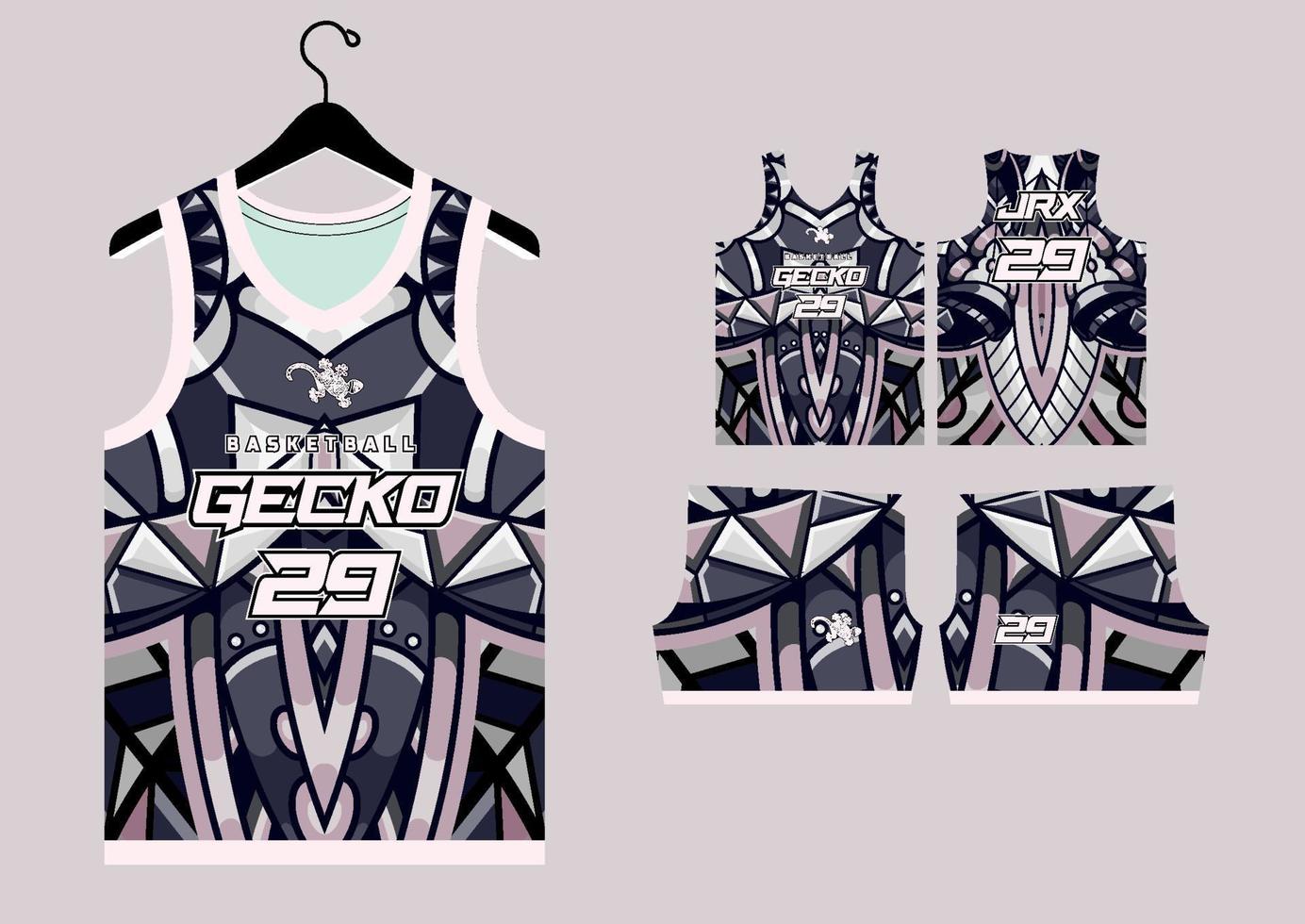 Set Pattern Print basketball uniform jersey vector