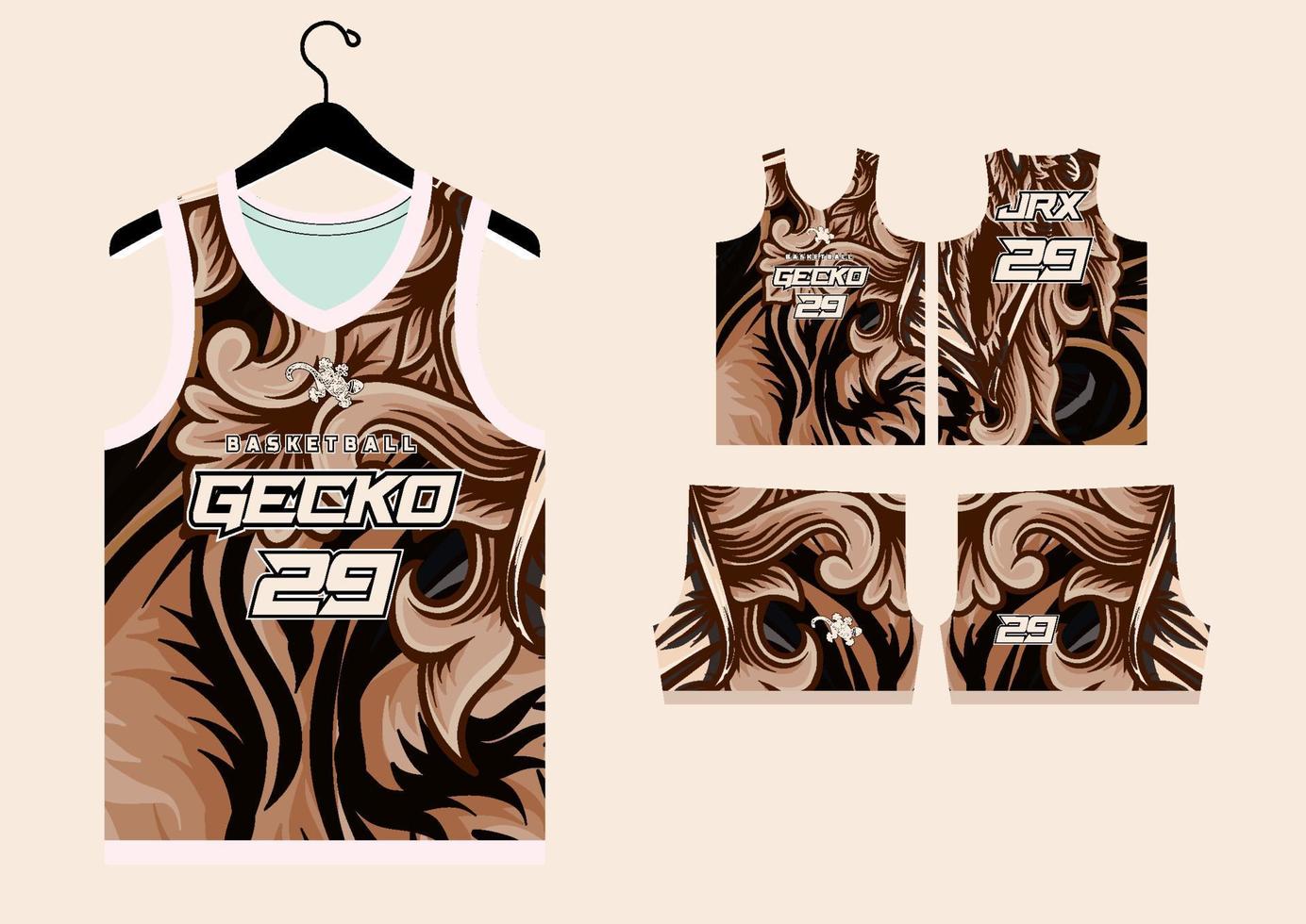 Set Pattern Print basketball uniform jersey vector