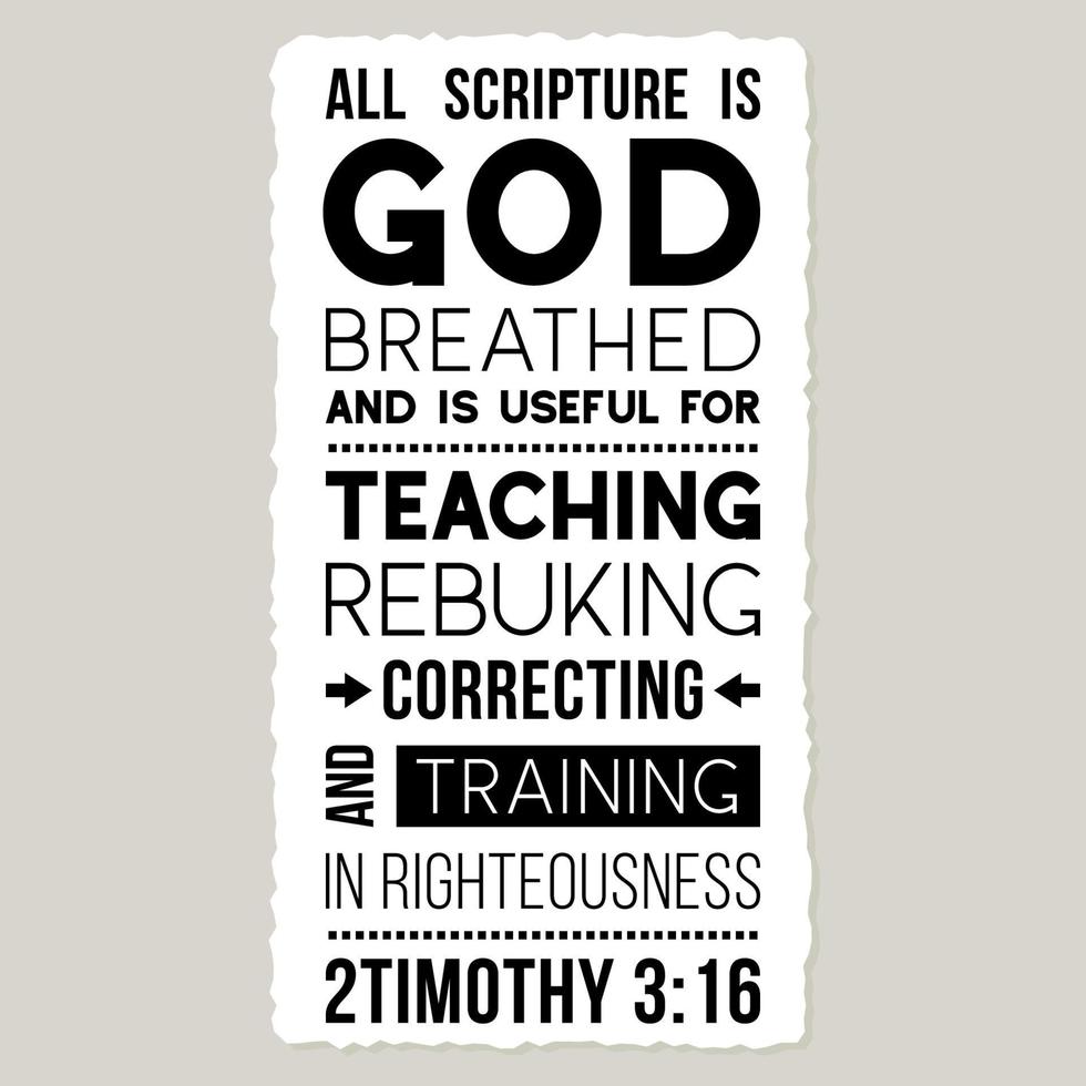 Bible quote from 2 Timothy, All Scripture is God-breathed and is useful for teaching, rebuking, correcting and training in righteousness vector