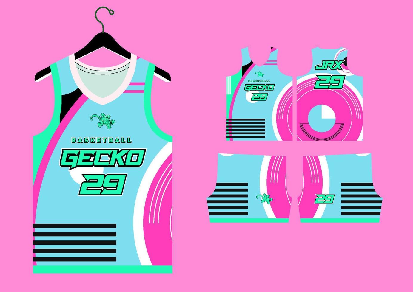 Set Pattern Print basketball uniform jersey vector