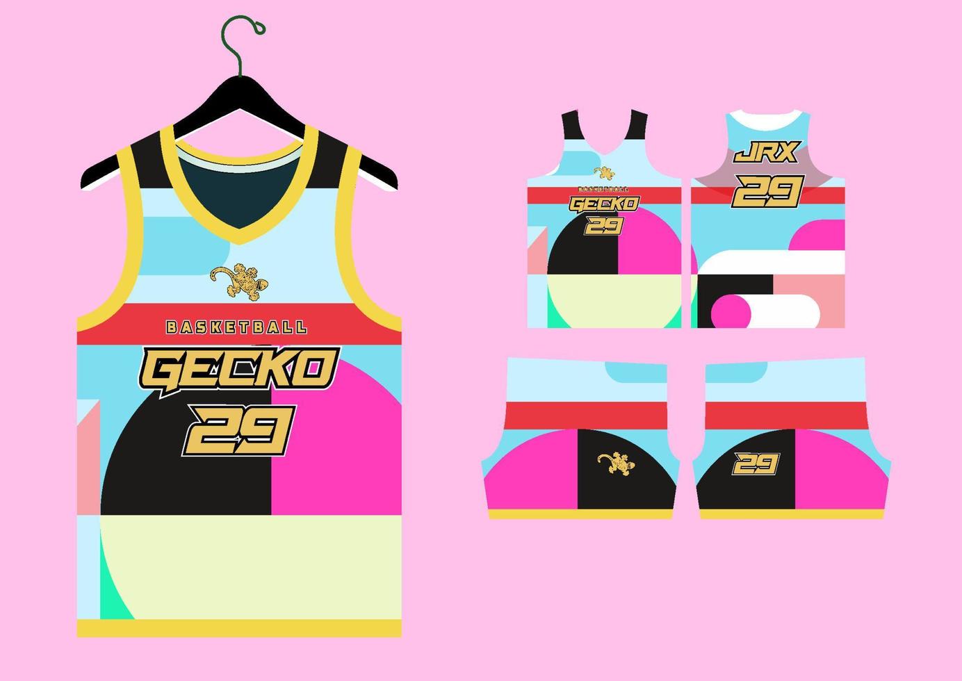 Set Pattern Print basketball uniform jersey vector