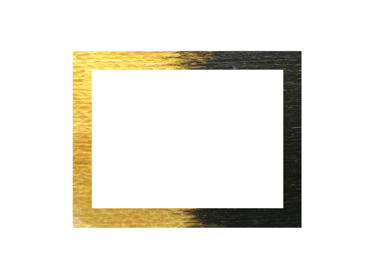 watercolor painting square frame golden and black abstract hand drawn. png background. asian style.