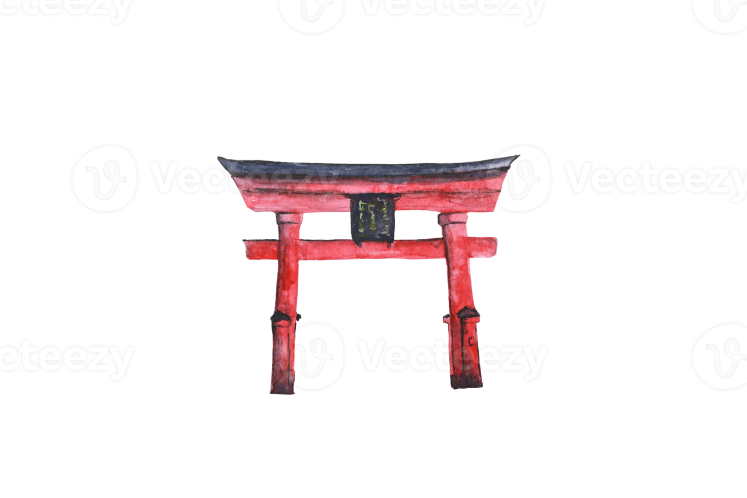 Aquarell Gemälde torii Japan Tor png. png