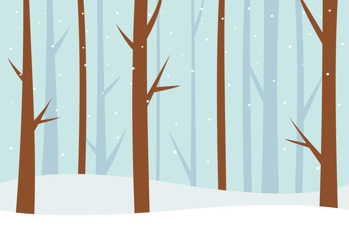 Winter landscape with falling snow and dead tree vector
