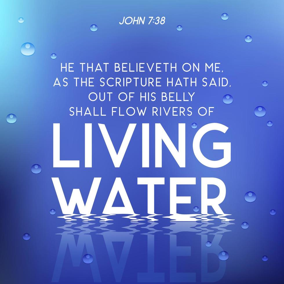 Biblia citar desde John, él ese cree en a mí, como el Sagrada Escritura tiene dicho, fuera de su barriga deberá fluir ríos de vivo agua vector