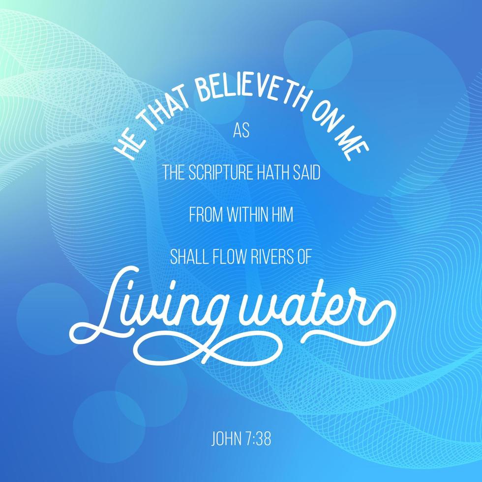 Bible quote from John, He that believeth on me, as the scripture hath said, out of his belly shall flow rivers of living water vector