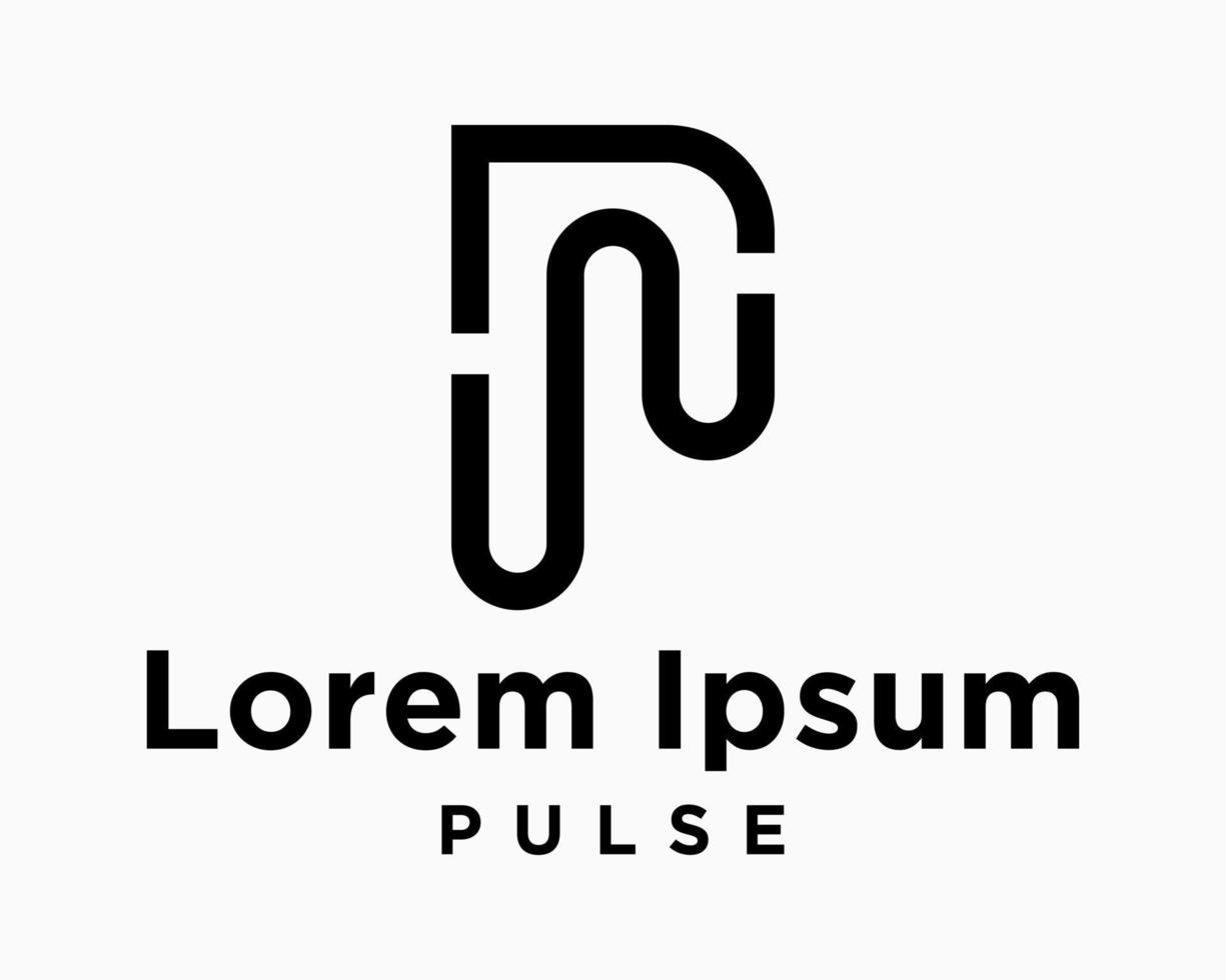 Set Letter P PW WP Monogram Shape Pulse Wave Heartbeat Cardiology Style Signal Line Design Vector