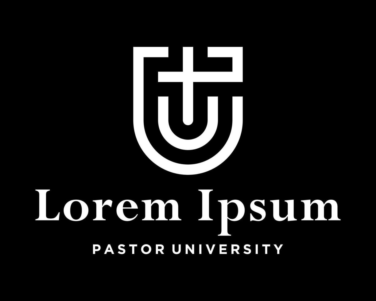 Set Letter U UP Monogram Cut Out Line Elegant Cross Shield Shape Luxury Icon Symbol Brand Design Vector