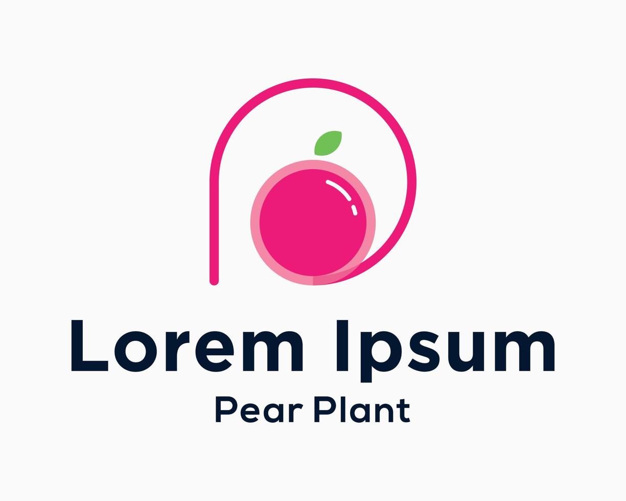 Set Letter P Monogram Cheerful Playful Pink Color Fruit Modern Shape Style Organic Nature Brand Design Vector