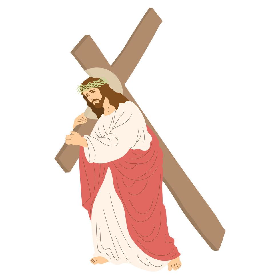 Passion of christ scene. Easter christianity. vector