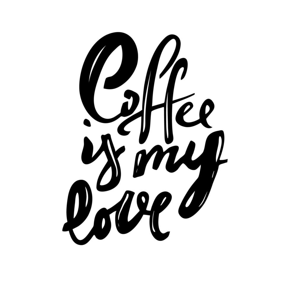 Coffee is my love. Hand drawn lettering.Vector calligraphy phrase vector