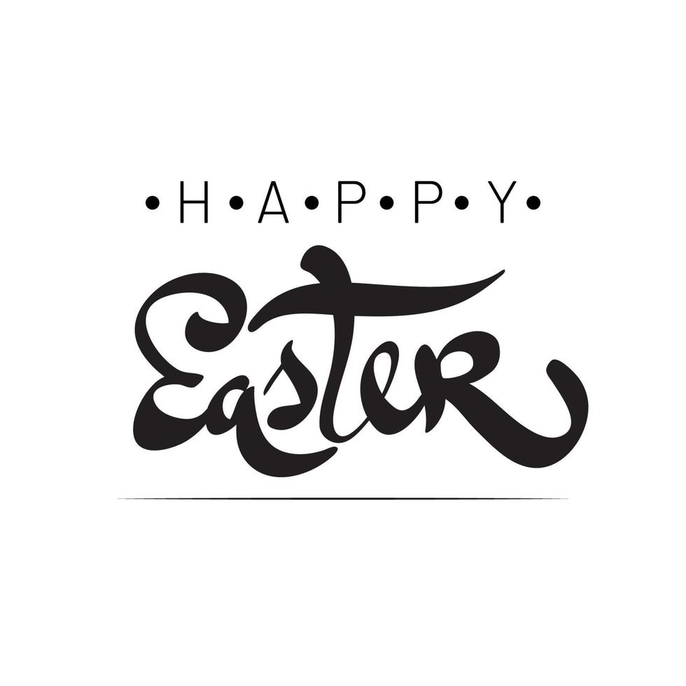 Happy Easter lettering. Black and white calligraphy phrase vector