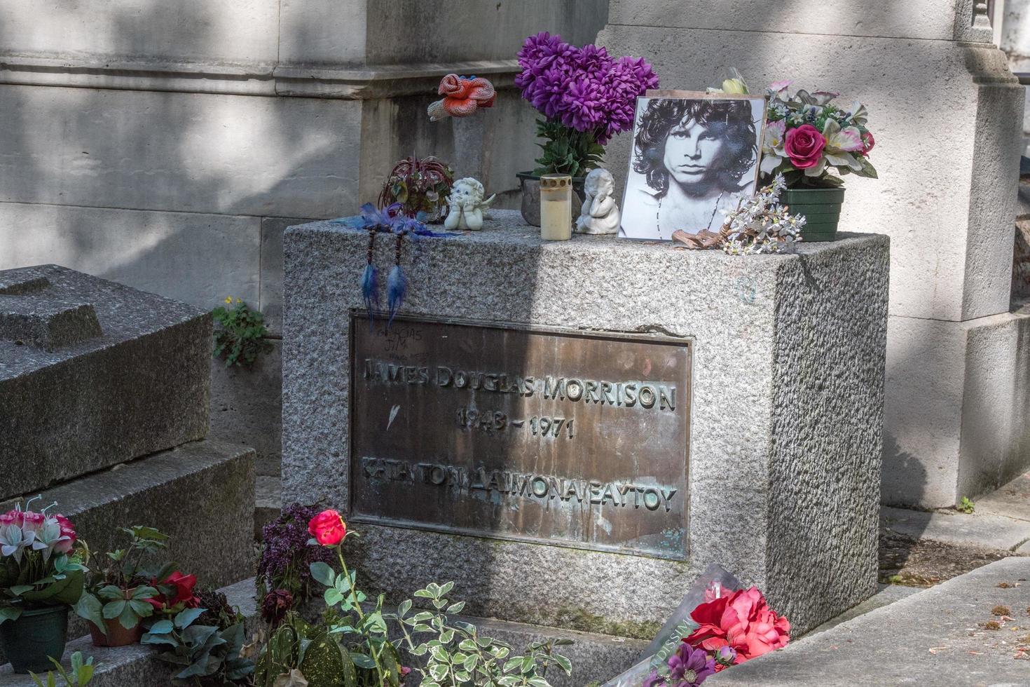 PARIS, FRANCE - MAY 2, 2016 Jim Morrison grave in Pere-Lachaise cemetery photo