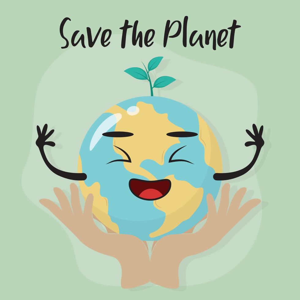 Happy Earth Day poster or banner. Vector illustration and lettering.