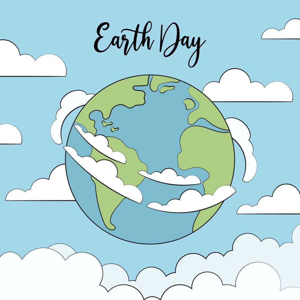 Happy Earth Day poster or banner. Vector illustration and lettering.