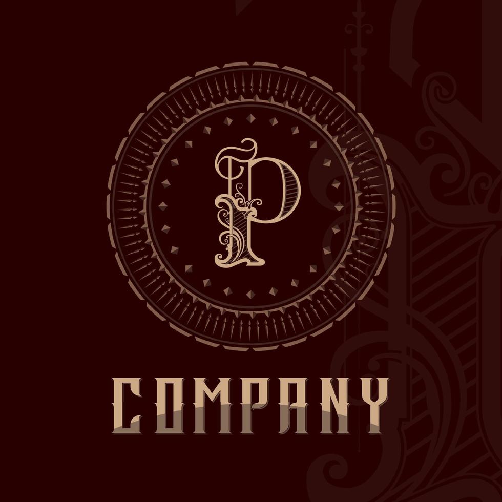 Elegant letter P. Graceful royal style. Calligraphic and Vintage drawn emblem for design, brand name vector