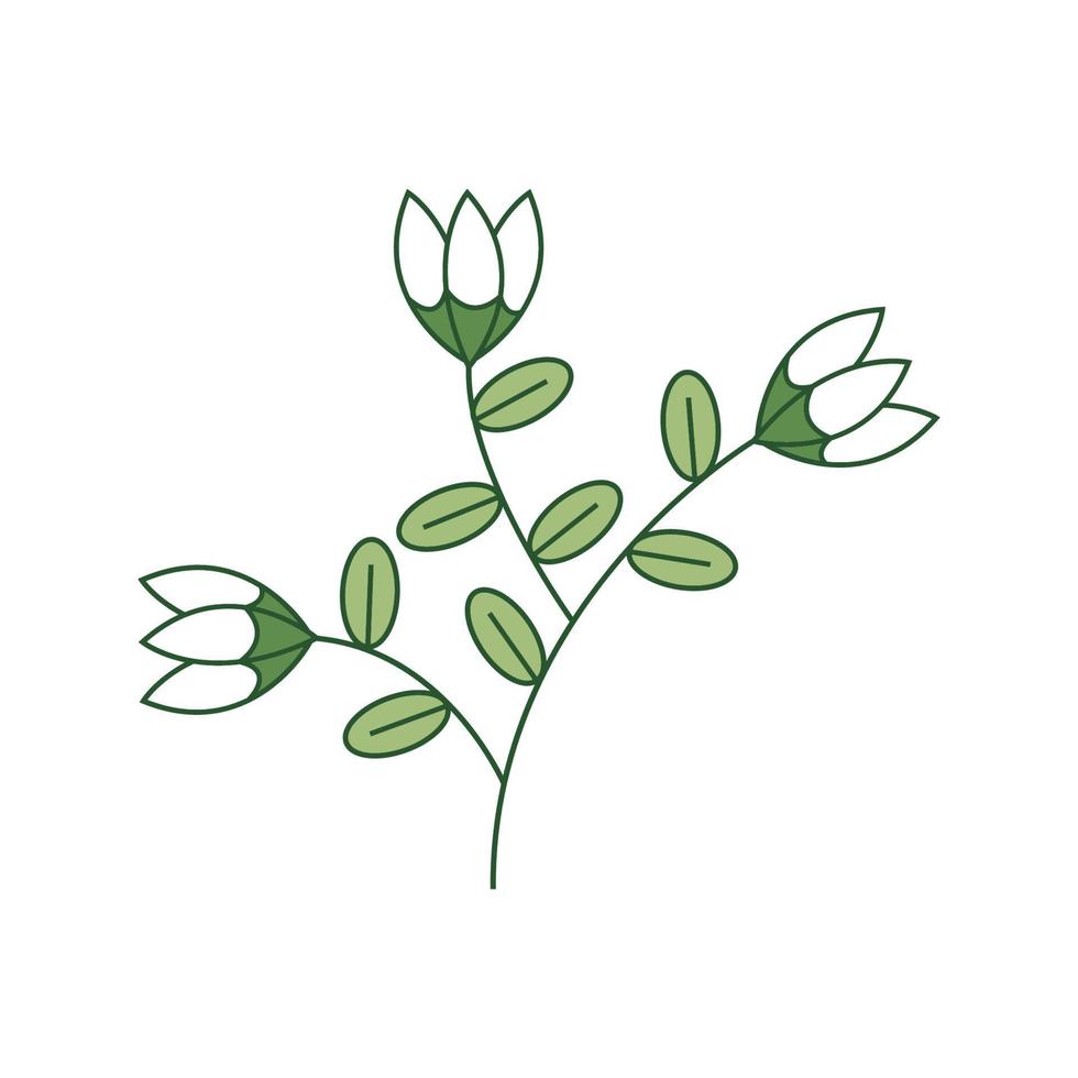 Minimal Floral Elements with Filled Outline Style vector