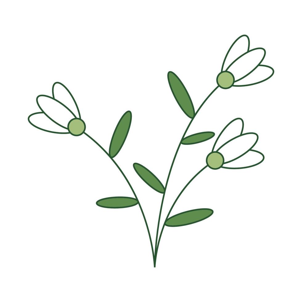 Minimal Floral Elements with Filled Outline Style vector