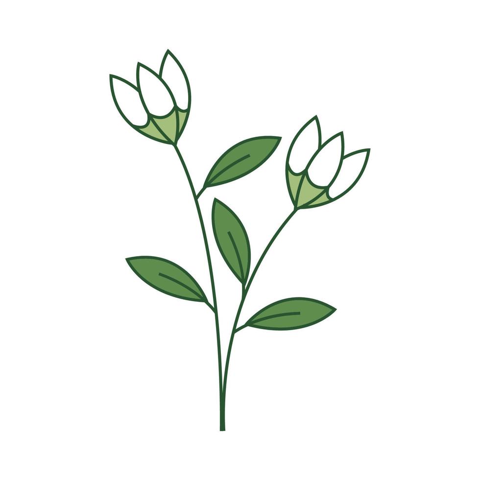 Minimal Floral Elements with Filled Outline Style vector