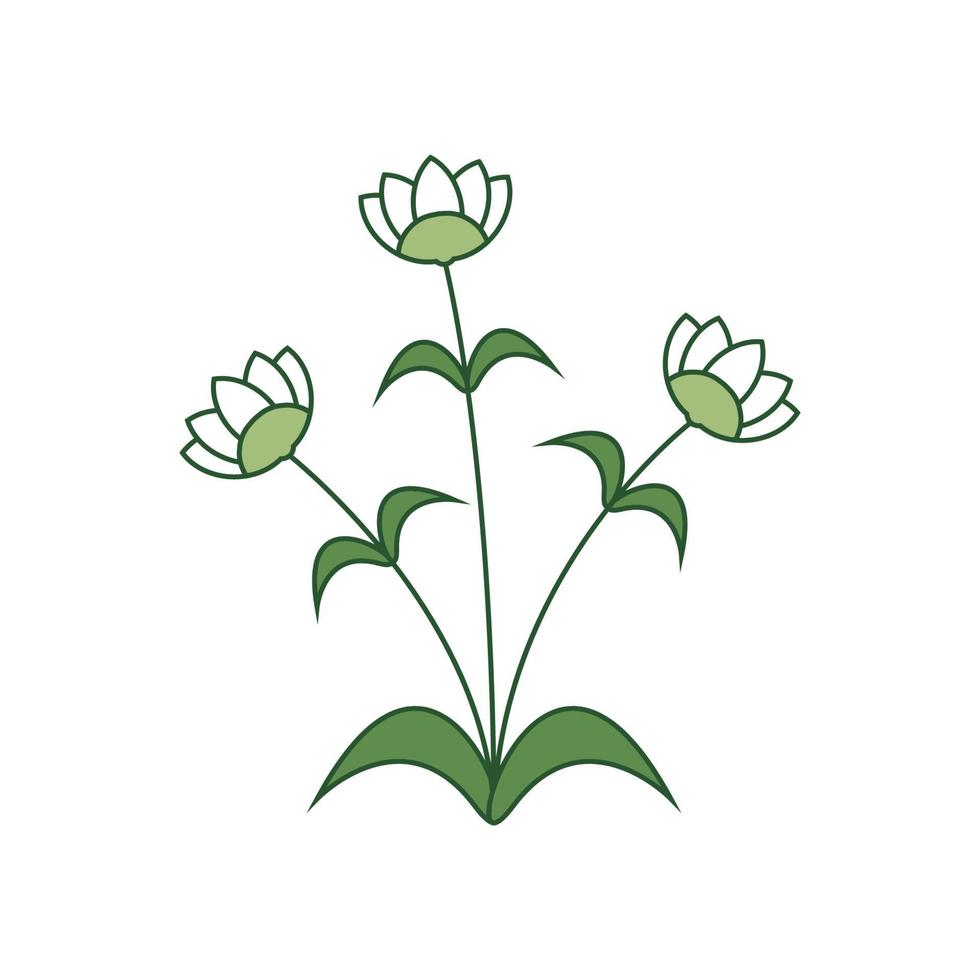 Minimal Floral Elements with Filled Outline Style vector