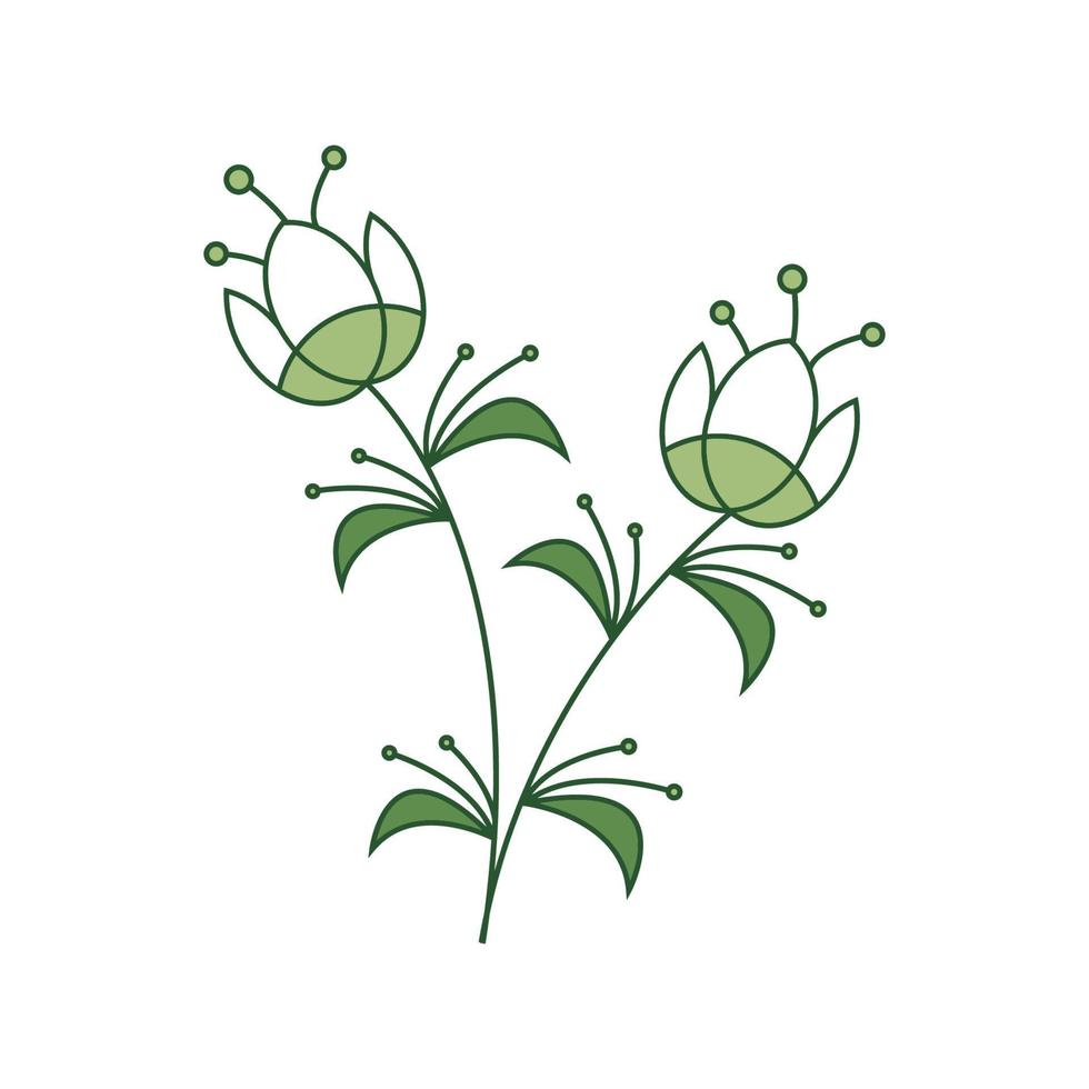 Minimal Floral Elements with Filled Outline Style vector