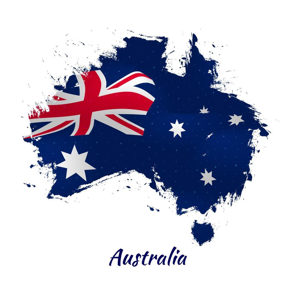 Hand painted brush map of Australia in Australian flag colors vector