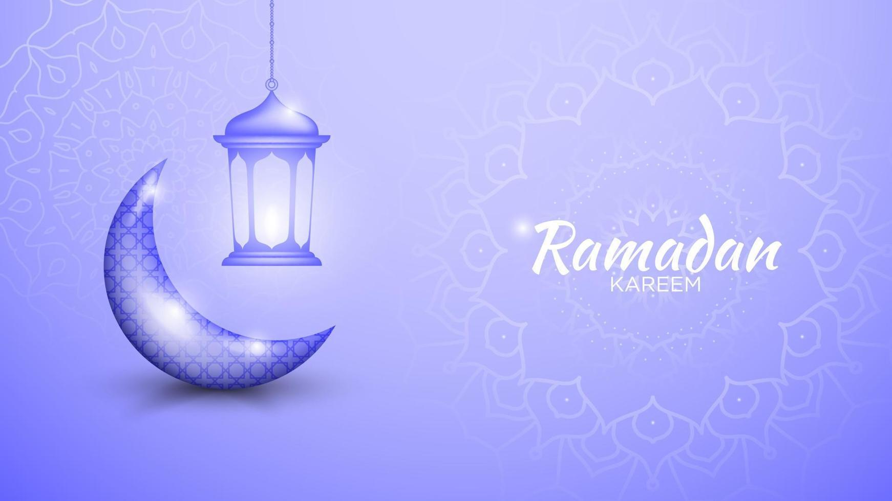 Ramadan Kareem background with moon and lantern vector