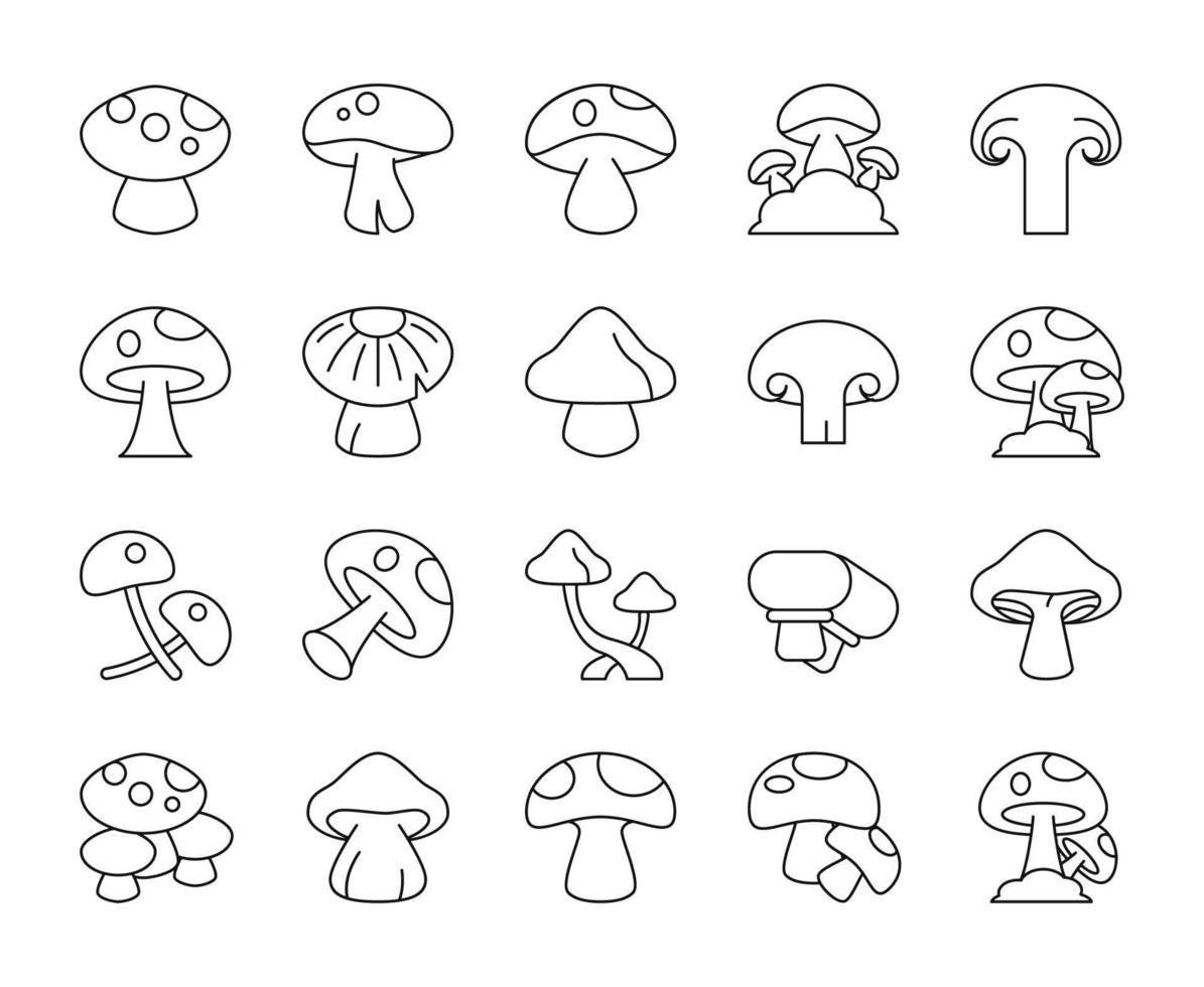 Mushroom icon set. Collection of mushroom icons. Toadstool icons vector