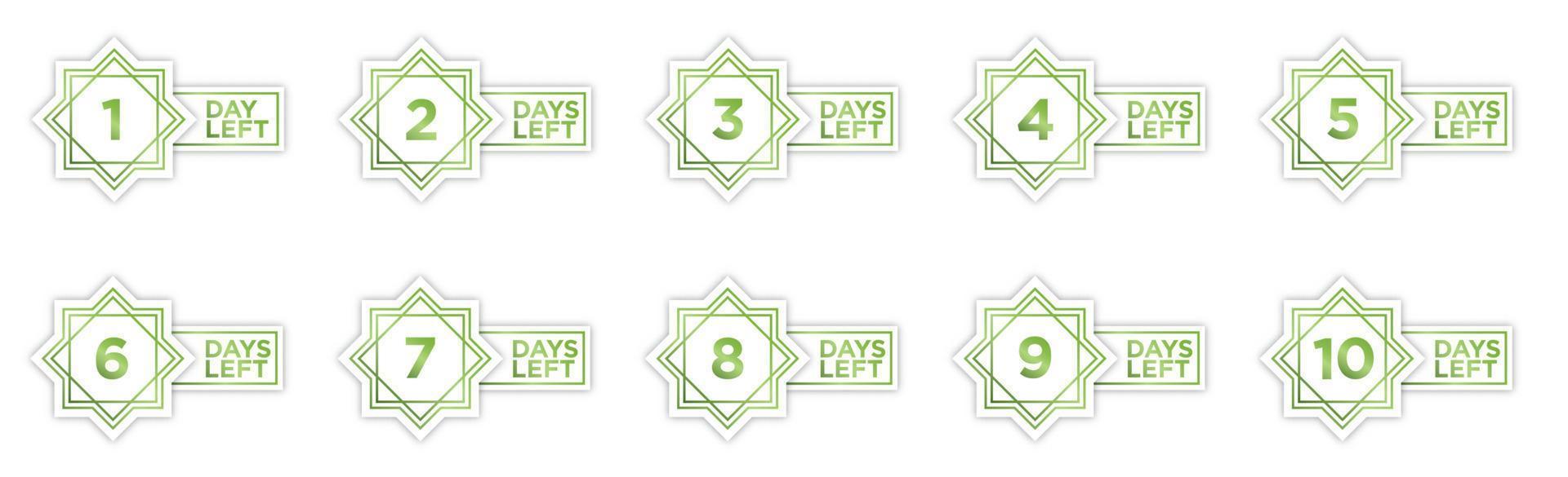 Set of gold ramadan days left countdown. Very suitable for decorate your ramadan banner, poster, advertising, etc. vector