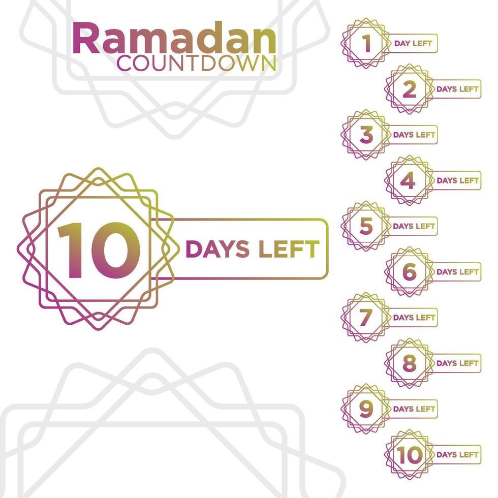 Set of gold ramadan days left countdown. Very suitable for decorate your ramadan banner, poster, advertising, etc. vector