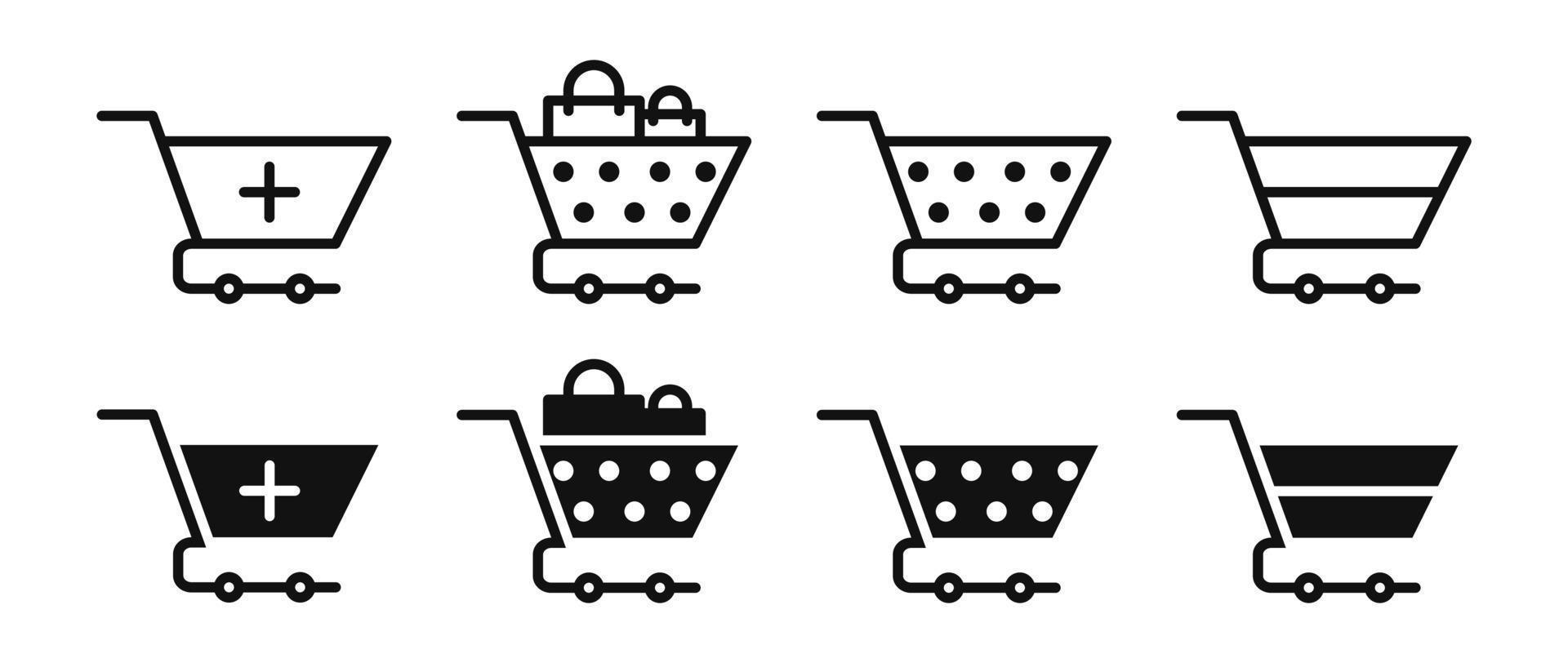 Set of shopping cart icons isolated on white background vector