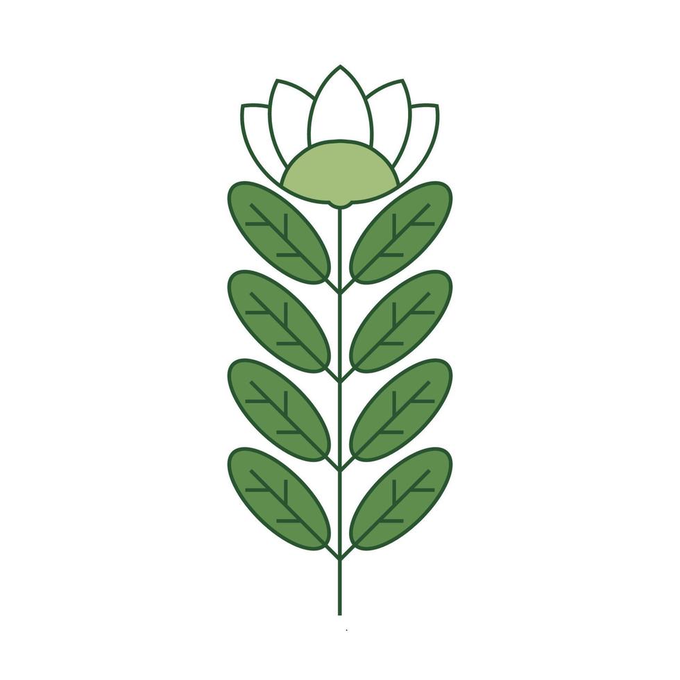 Minimal Floral Elements with Filled Outline Style vector