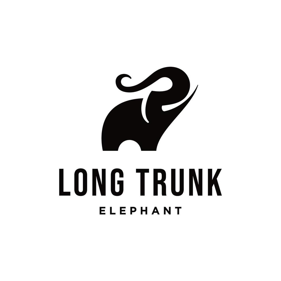 Elephant with Long Trunk. Cute Elephant Logo Template vector