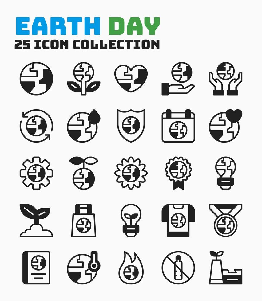 Collection of Ecology for Earth Day Event Icons. Pixel Perfect Icon with Mix Style. vector