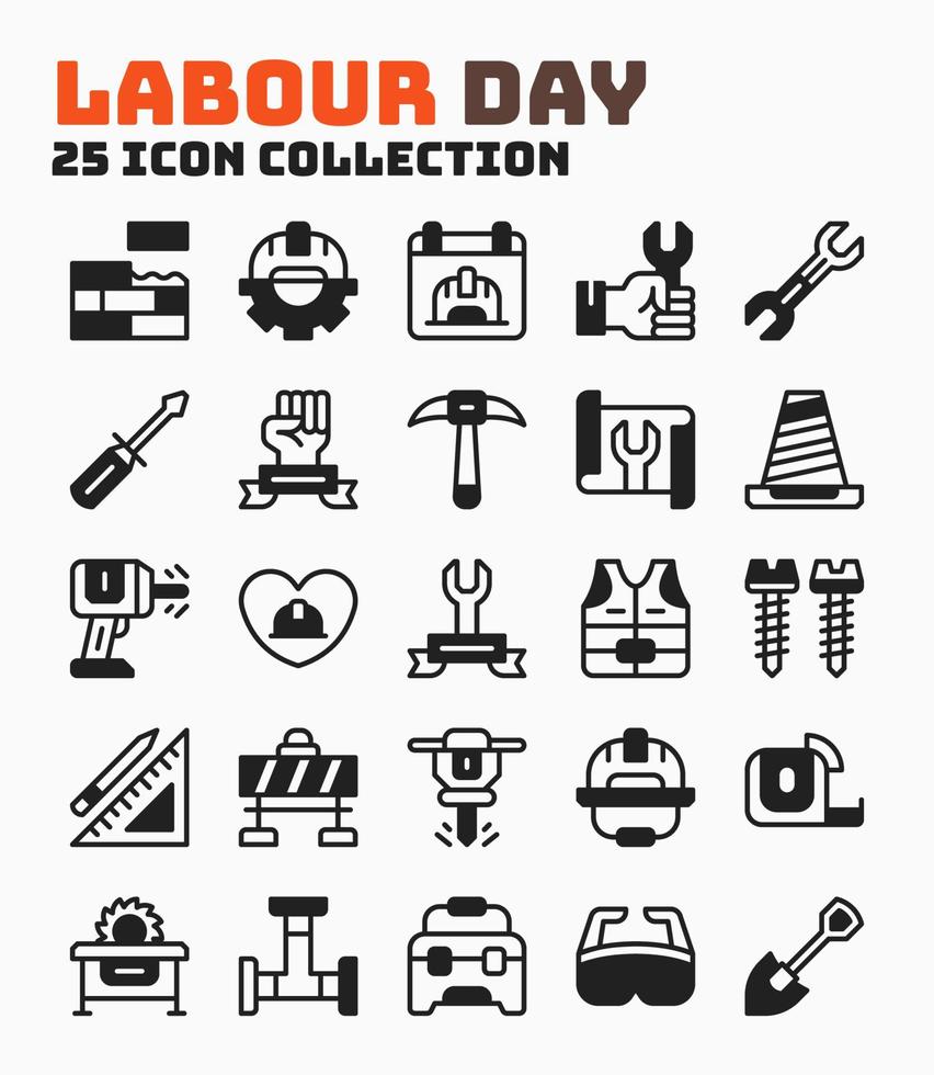 Collection of Labour Day Event Icon Set. Pixel Perfect Icon with Mix Style. vector