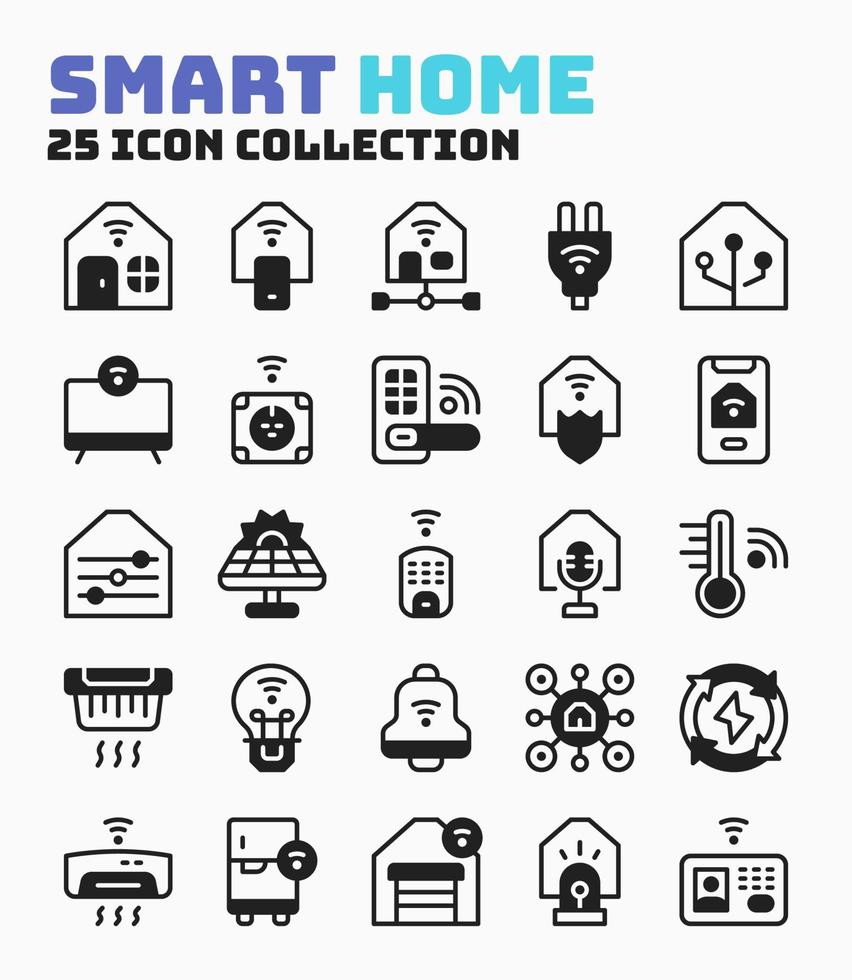 Collection of Smart Home Internet of Things Icon Pack. Pixel Perfect Icon with Mix Style. vector
