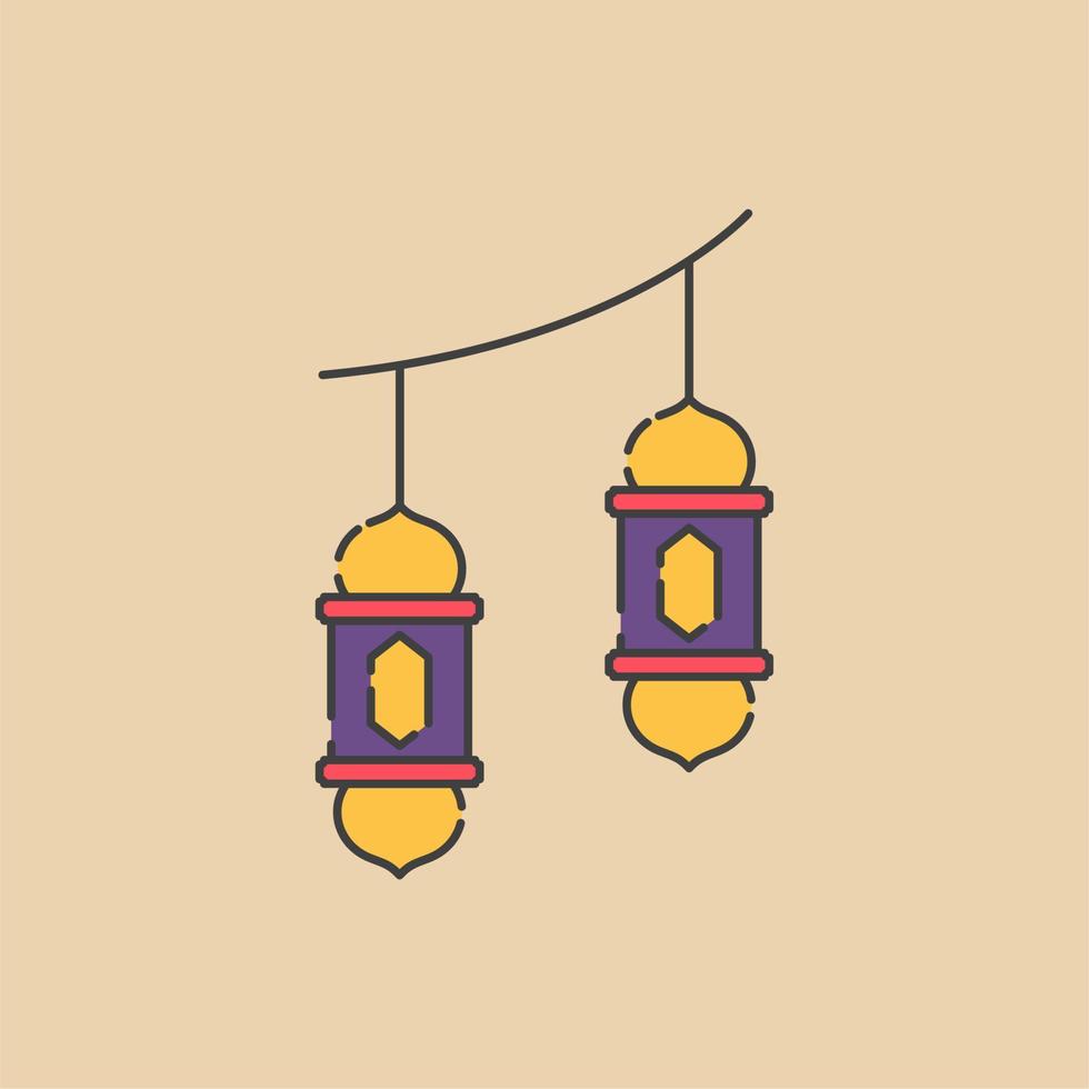 ornament lantern islamic illustration logo vector