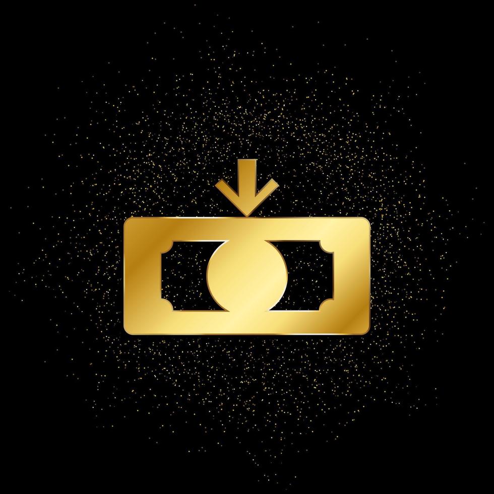 dinero en efectivo, finanzas, dinero oro icono. vector ilustración de dorado partícula antecedentes. oro icono