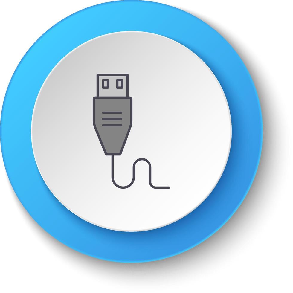Round button for web icon. Usb. Button banner round, badge interface for application illustration on white background vector