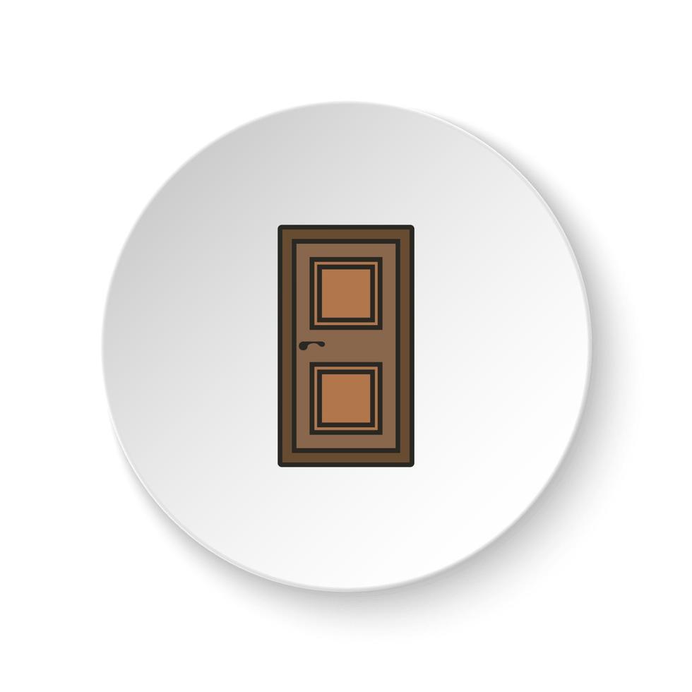 redondo botón para web icono, puerta, icono. botón bandera redondo, Insignia interfaz para solicitud ilustración en blanco antecedentes vector