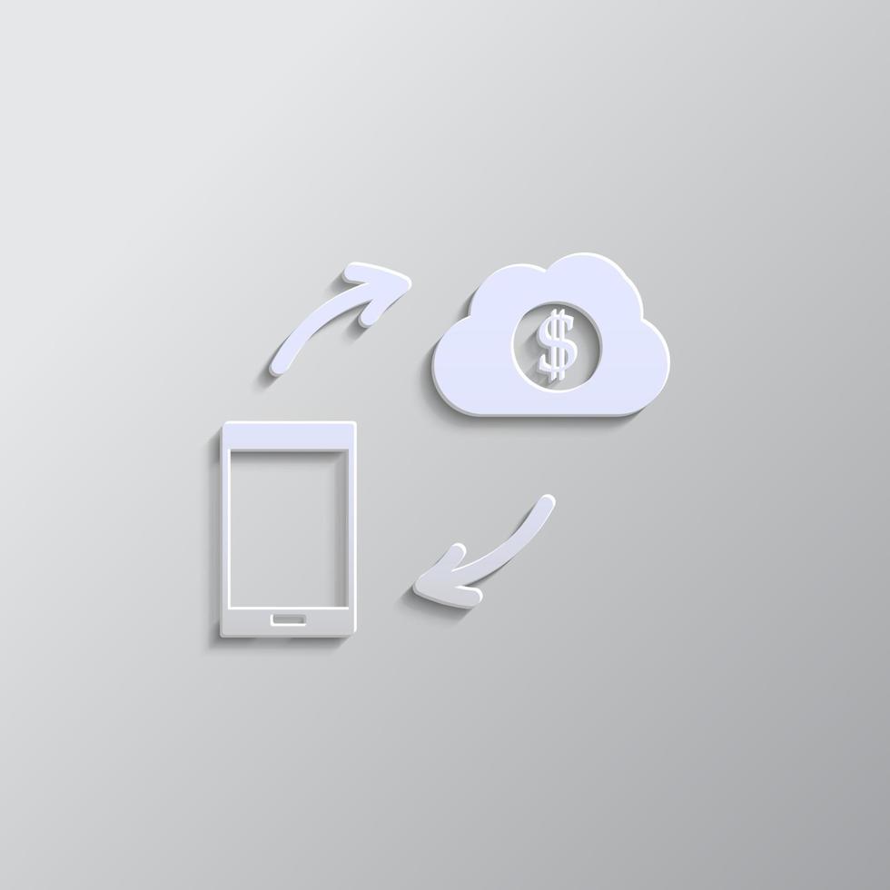 clima, nube papel estilo, icono. gris color vector fondo- papel estilo vector icono