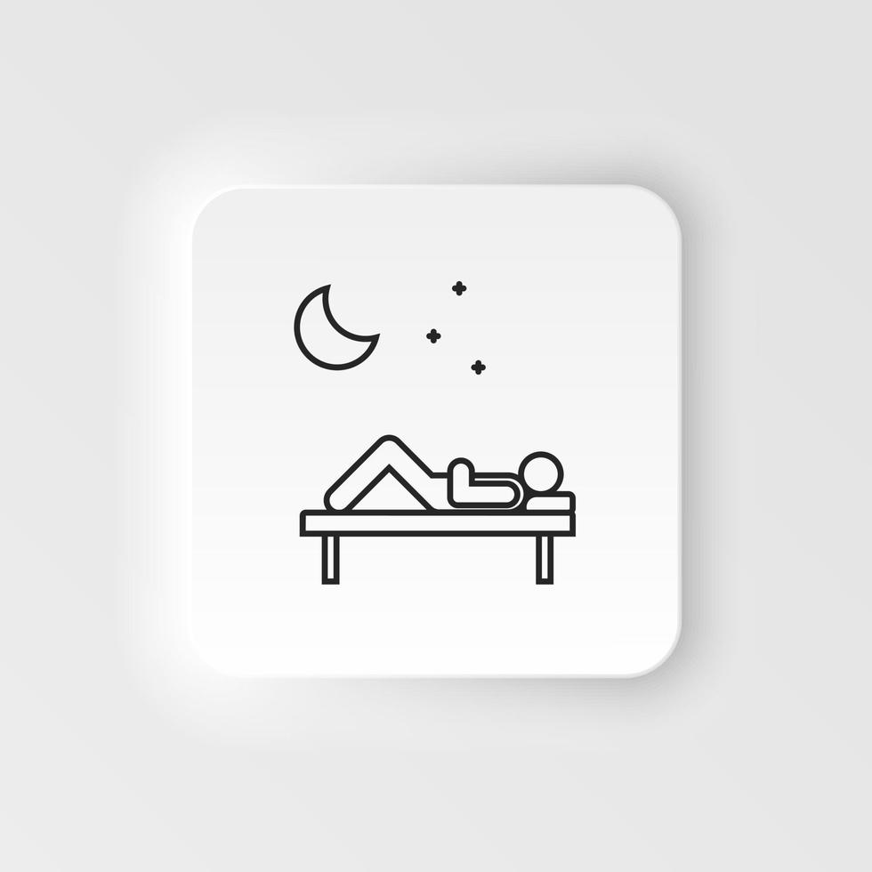Diseases, patient, sleep vector. Muscle aches, cold and bronchitis, pneumonia and fever, health medical illustration - neumorphic style vector icon .