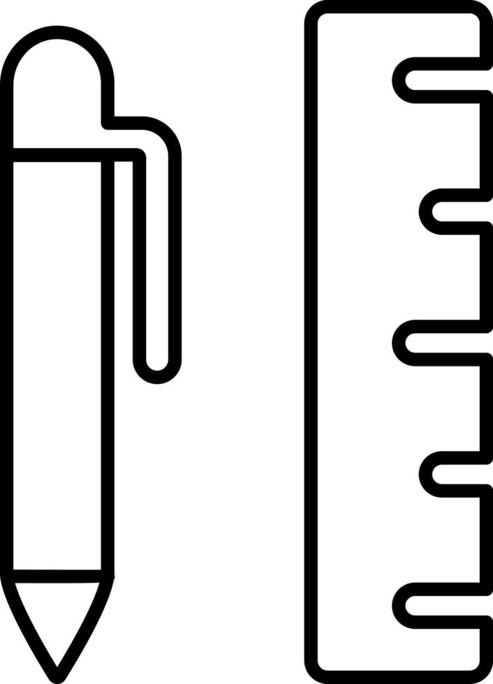 línea vector icono bolígrafo, gobernante, escala. contorno vector icono en blanco antecedentes