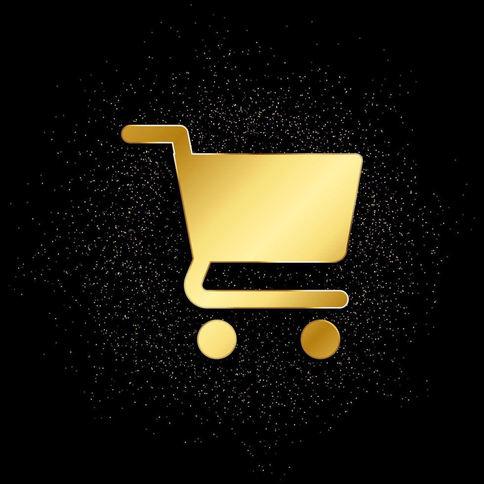 compras, cesta oro icono. vector ilustración de dorado partícula antecedentes. oro icono