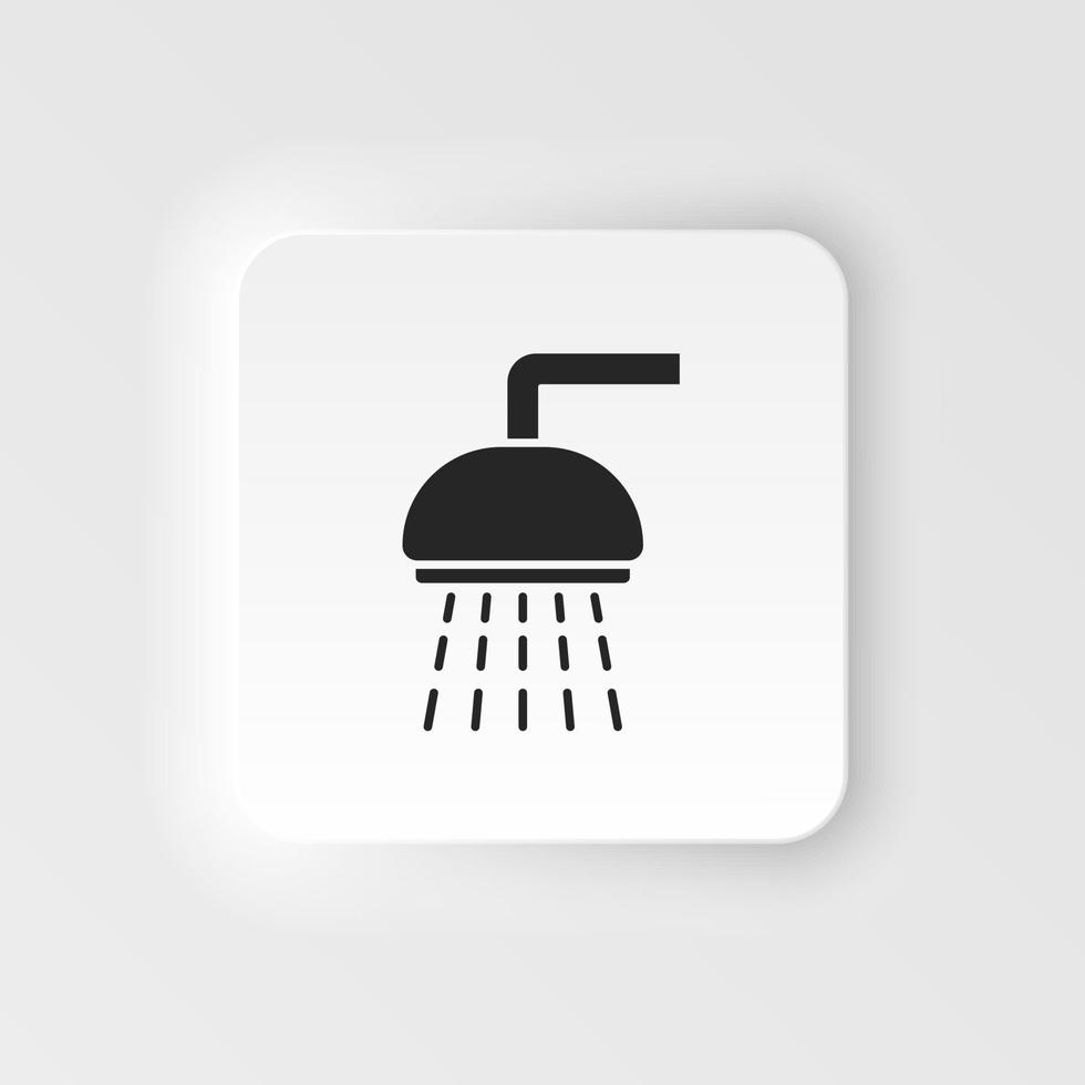 Shower sprinkler spray with water coming down diagonally flat neumorphic style neumorphic style vector icon icon for apps and websites. Bath, bathroom shower, cloakroom shower, shower head icon .