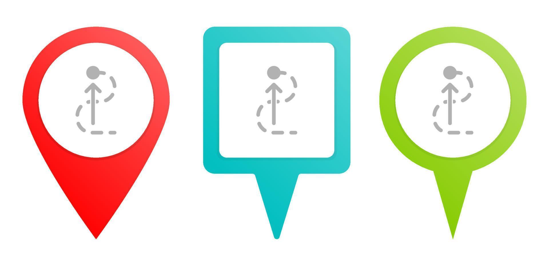 path, business, strategy. Multicolor pin vector icon, diferent type map and navigation point. on white background