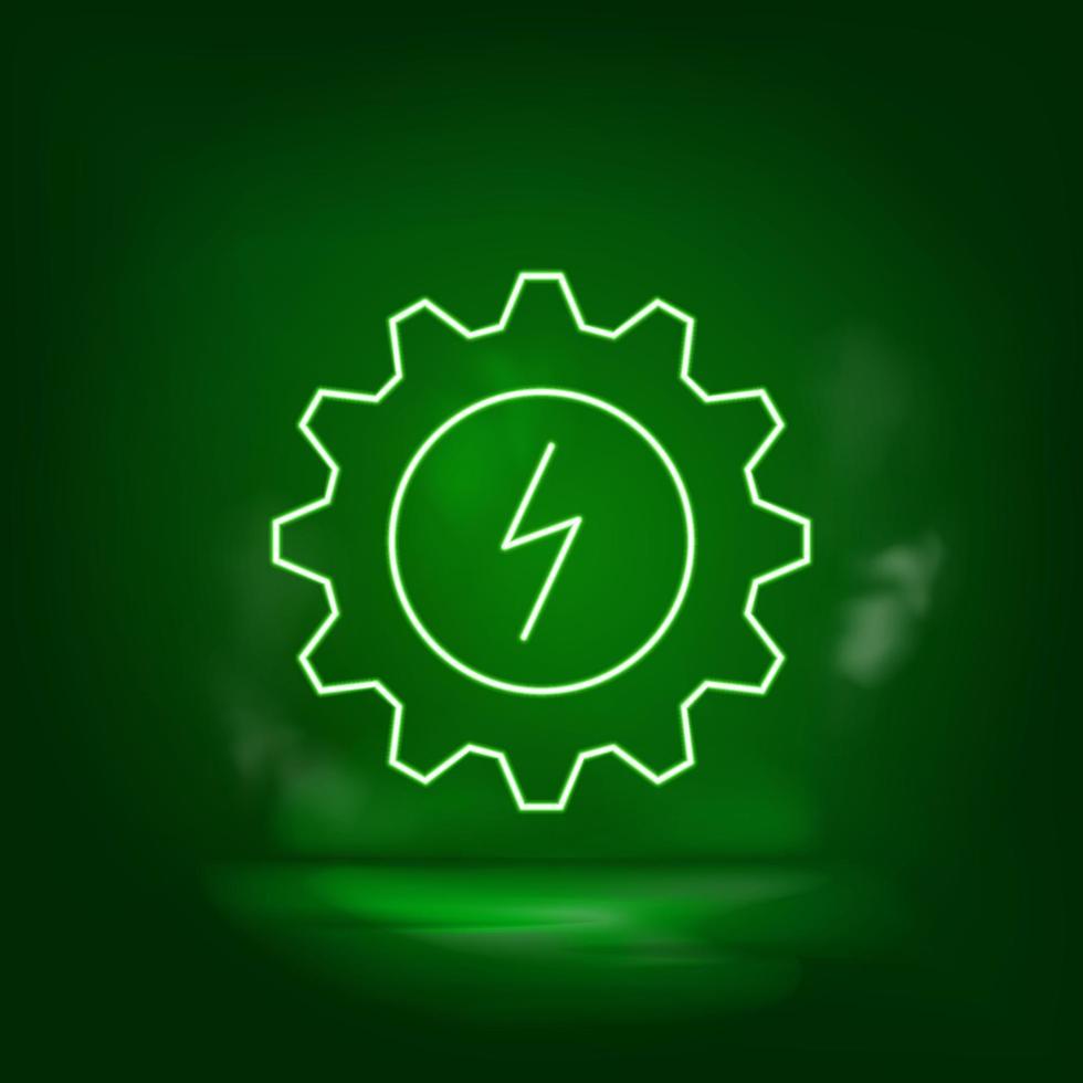 Setting, eco, lighting neon vector icon. Save the world, green neon, Green background