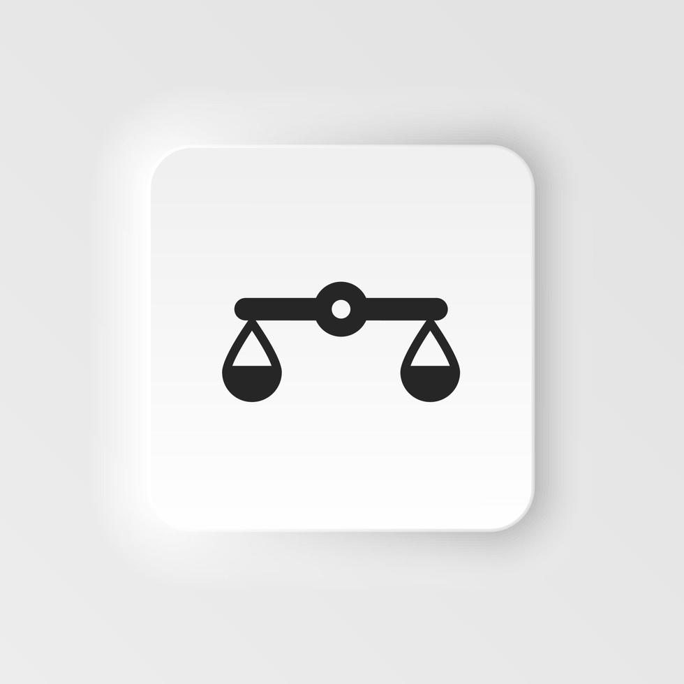 Balance, justice, scales neumorphic style vector icon. Simple element illustration from UI concept. Balance, justice, scales neumorphic style vector icon. Finance concept vector illustration. .