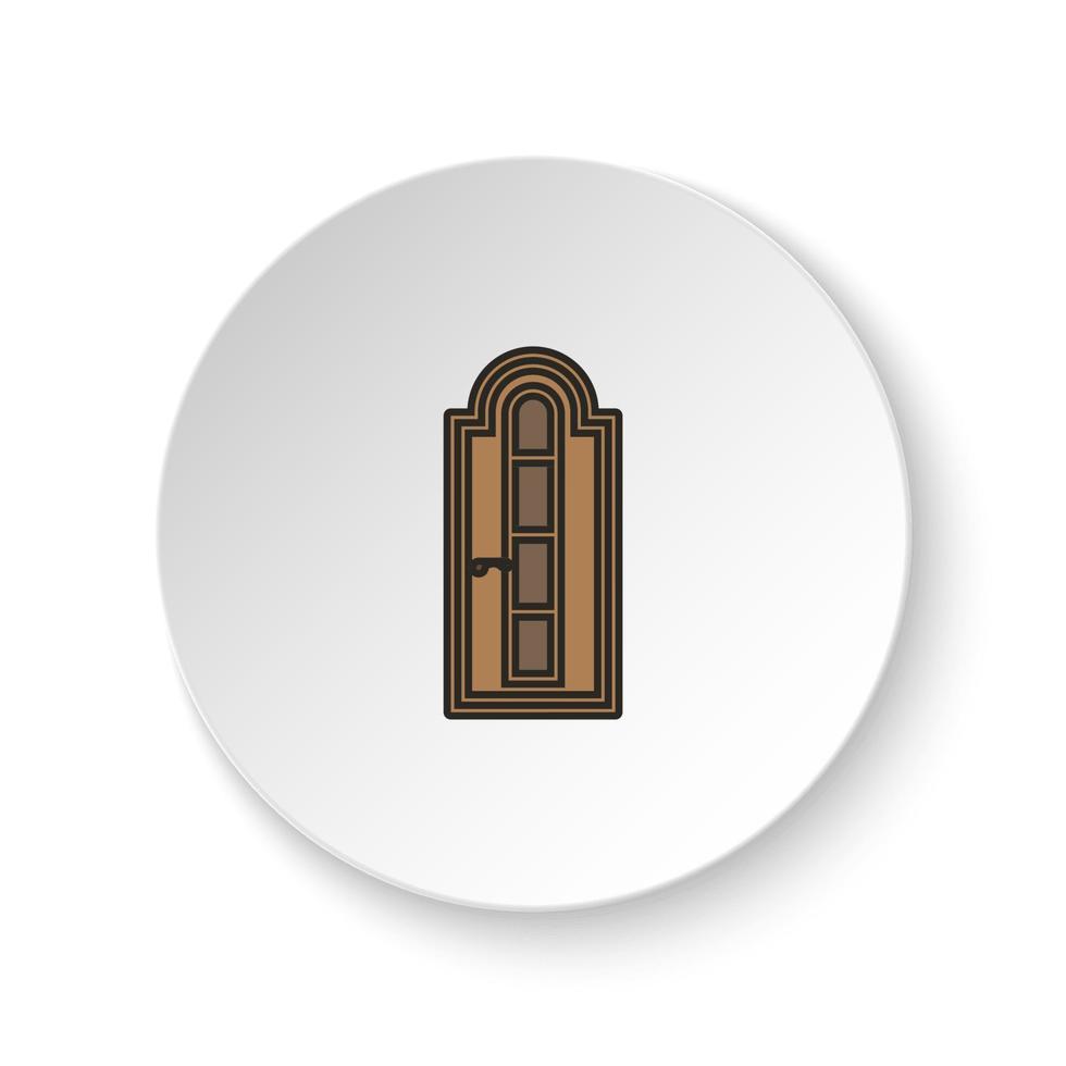 Round button for web icon, Door, icon. Button banner round, badge interface for application illustration on white background vector