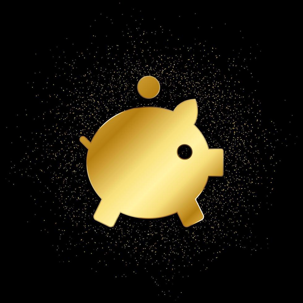 dinero en efectivo, dinero, cerdito banco oro icono. vector ilustración de dorado partícula antecedentes. oro icono